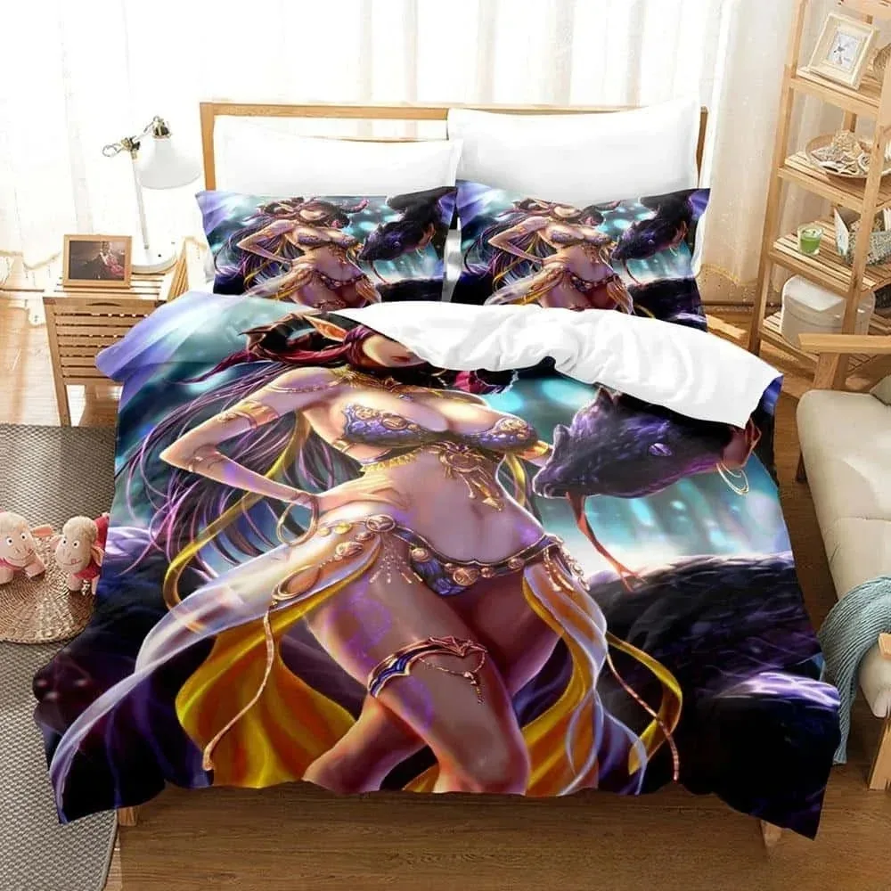 3D Anime Black Summoner Bedding Set Single Twin Full Queen King Size Bed Set Adult Kid Bedroom Duvet cover Sets Home Textiles