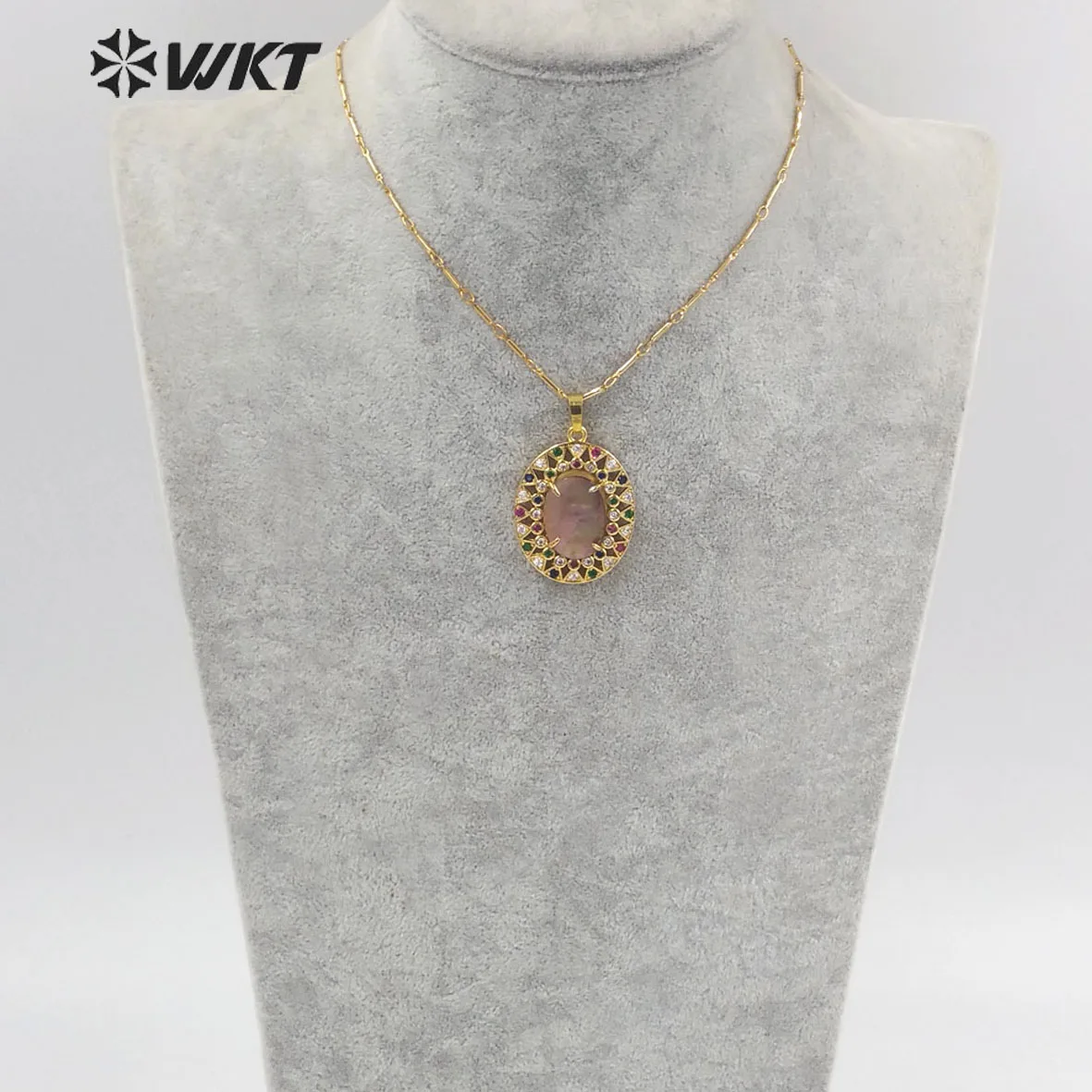 WT-MN983  WKT 2023 Bohemia Style Natural Shell & Zircon Good Chain Design Jewelry HOT SALE  Retro Necklace Party