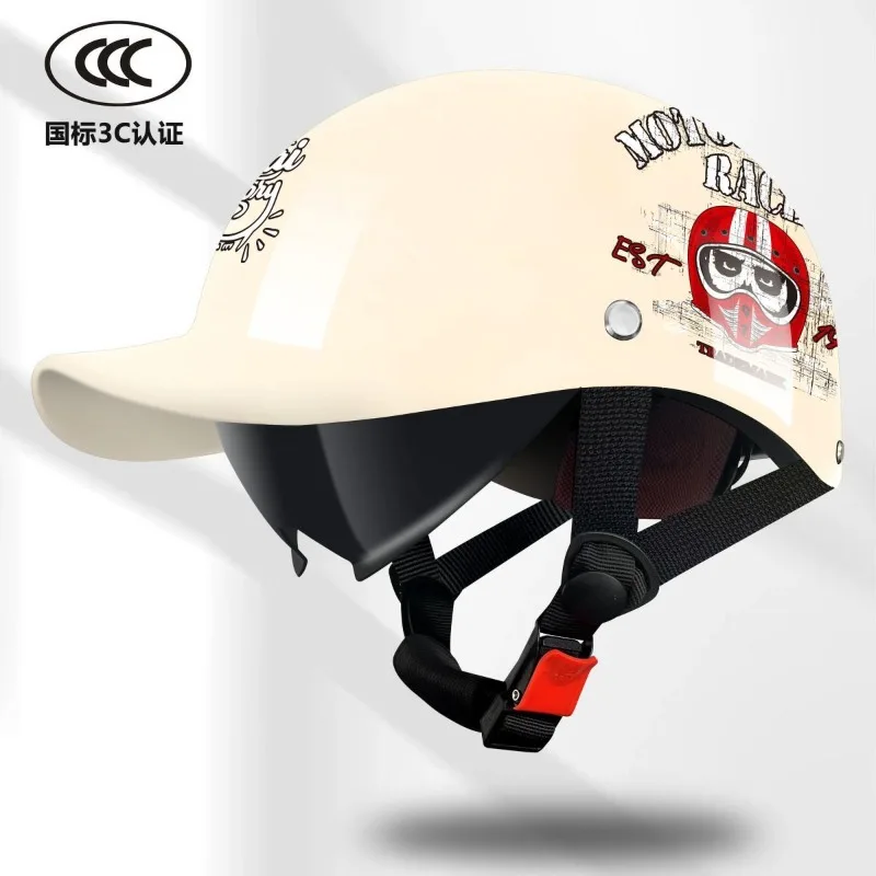 Motorcycle Helmet Retro German Classic Moto Helmet Casco Moto Half Helmet  Capacete De Moto with HD Visors - view 5