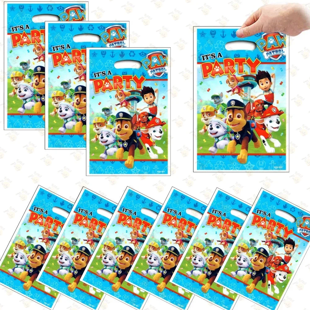 Cute Cartoon Baby Shower Party Favor Gift Bags Paw Patrol Candy Bag Handle Gift Bags Paw Dogs Themed Birthday Party Decoration