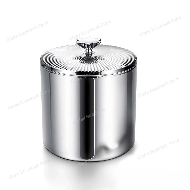 Light Luxury Double-layer Stainless Steel Ice Bucket Creative Container for Champagne and Red Wine Chilling Steel base color
