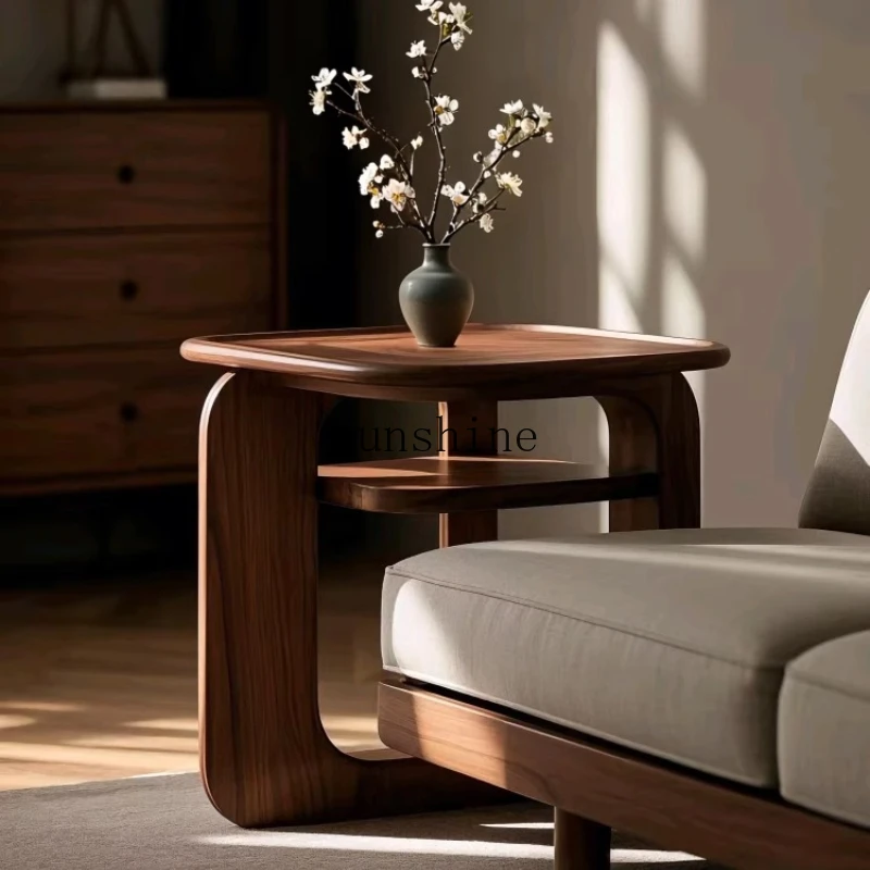 

Design solid wood sofa medieval wabi wind living room creative small side table simple and modern