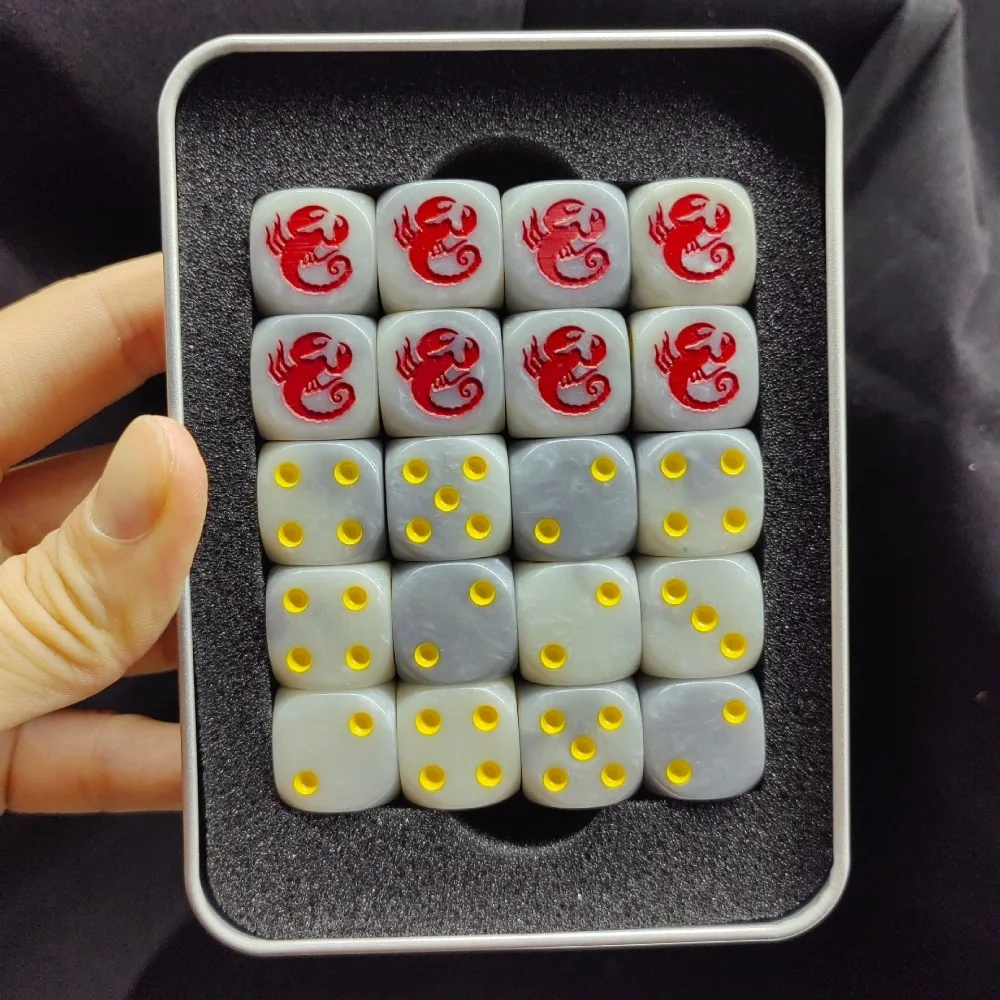 10PCS/20PCS Warhammer 40K Red Scorpions Dice D6 White Pearl Scorpion Symbol Tabletop Wargaming Collectible Game Dice