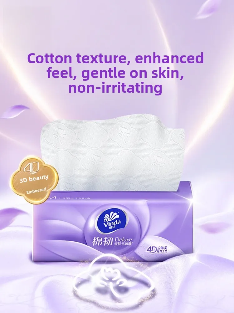 Vinda 3 strati taglia S 00-D tessuto morbido 6+2 tovaglioli per la cena Pa continuo per uso domestico carta velina con motivo floreale pred