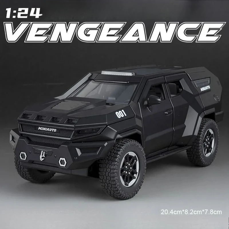 1:24 scale alloy off road vehicle model vengeance replica with sound effect pull back doors open practical gift for hobby use