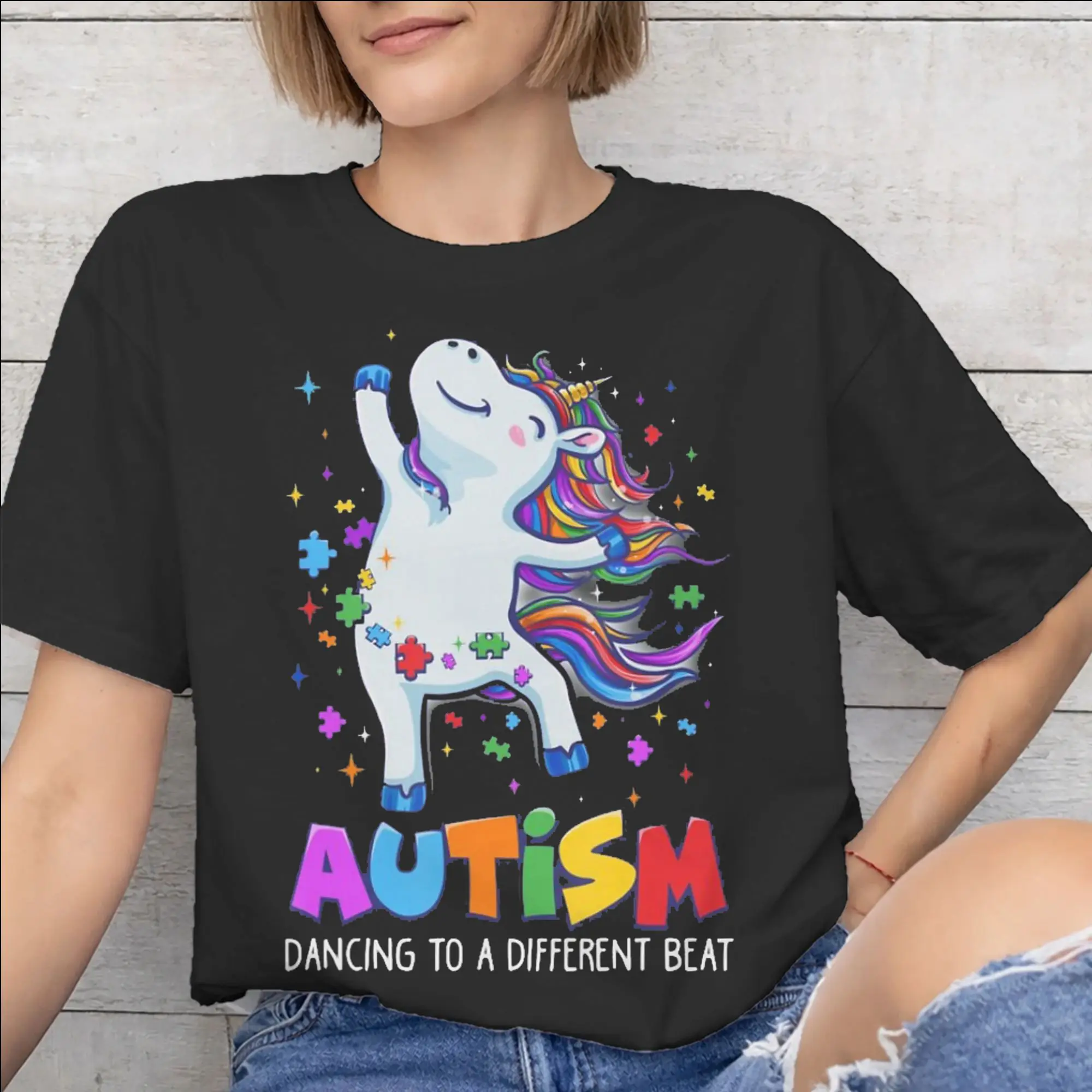 Dabbing Puzzle Autism Awareness Tee Shirt for Men Women Fashion T Shirts  100% Cotton Clothes