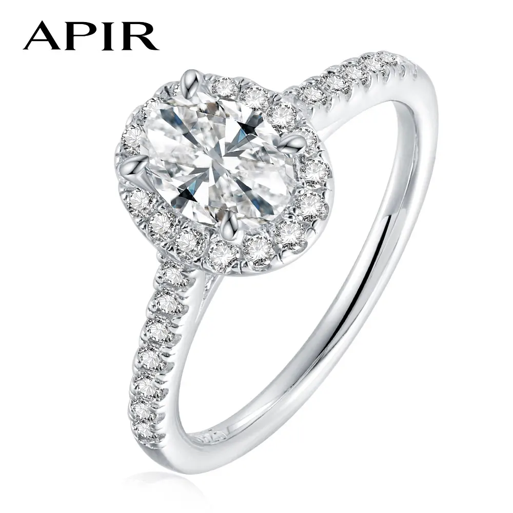 

APIR 1 Carat Oval Moissanite Ring for Women 925 Sterling Silver D Color VVS1 Lab-grown Diamond Proposal Wedding Bands Jewelry