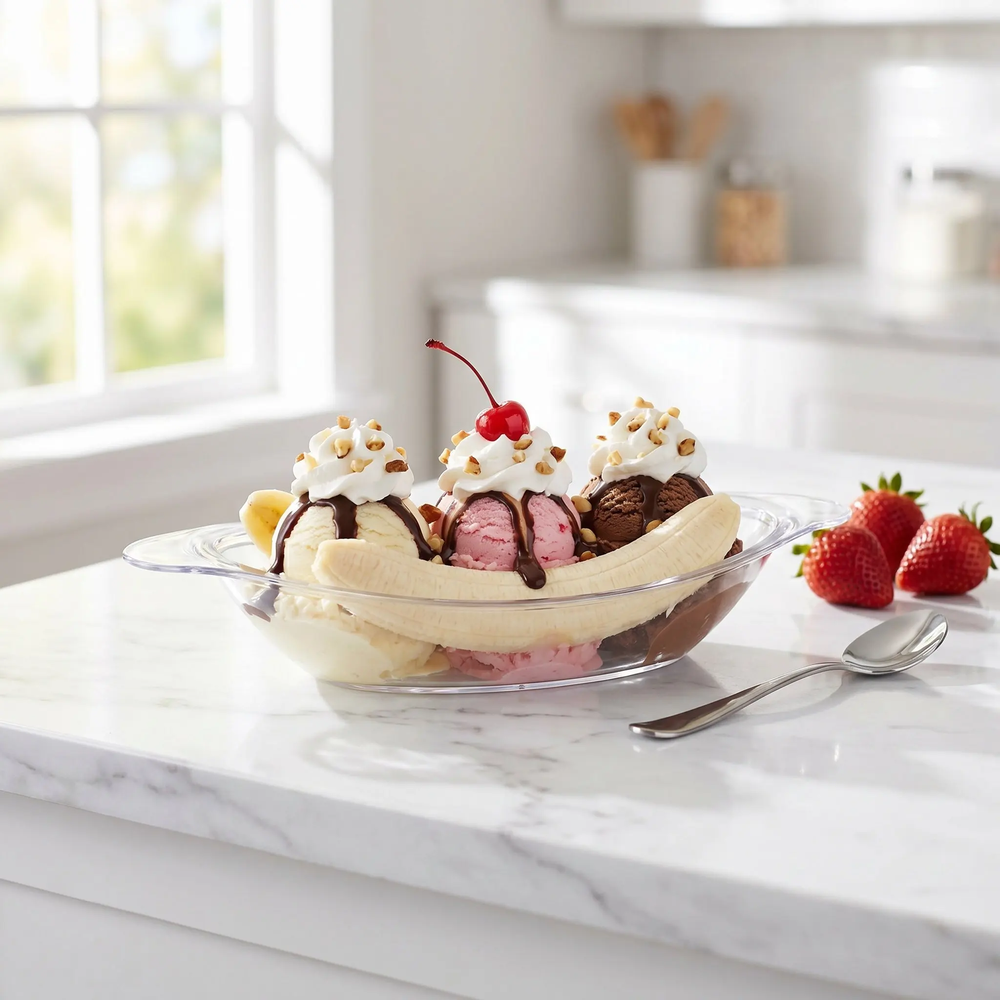 4pcs Clear Plastic Banana Split Bowls Ice Cream Sundae Bowls Snack Dish Dessert Serving Trays Fruits Candy Yogurt Platter view 4