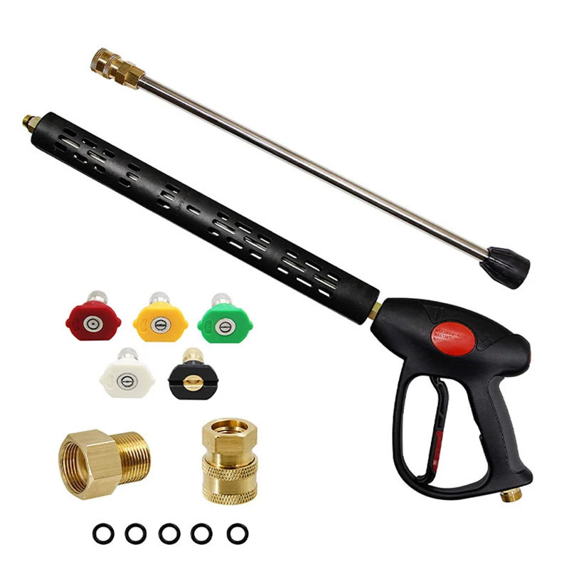 

4000PSI High Pressure Washer Gun with Extension Wand, 5 Nozzles, M22 14mm/15mm Fittings for Car Cleaning