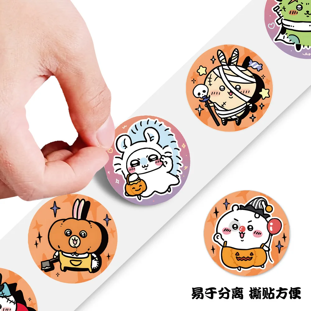 500 pz/rotolo Chiikawa Hachiware Usagi Halloween Cartoon Adesivi di Tenuta FAI DA TE IN PVC Decalcomanie Del Computer Portatile Decorazione Ricompensa Regali Giocattoli