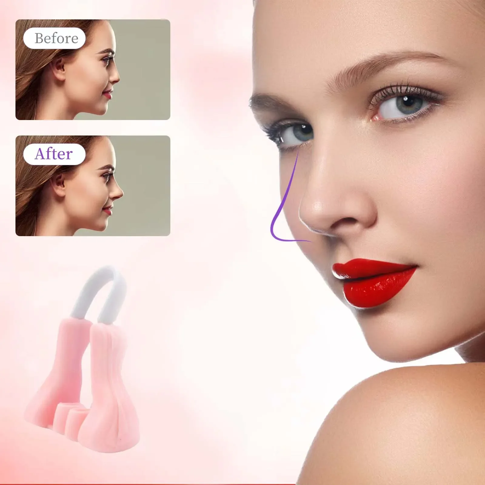 Nose Bridge Heightening Corrector Beauty Nose Clip Straight Nose Device Warped Nose Device Night Use Silicone Beauty Nose Clip