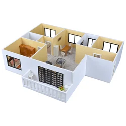 1:25 Scale Roombox Miniature Case Dollhouse Furniture Assembly Model Kit Container Prefabricated House Architecture Material