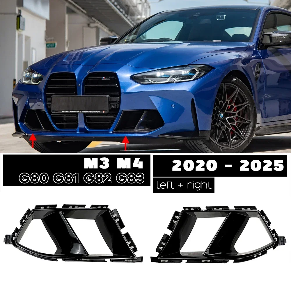 

Глянцевый черный передний бампер с вентиляционными накладками в карбоновом стиле для BMW M3 G80 Sedan G81 Touring M4 G82 Coupe G83 Cabrio 2020–2025