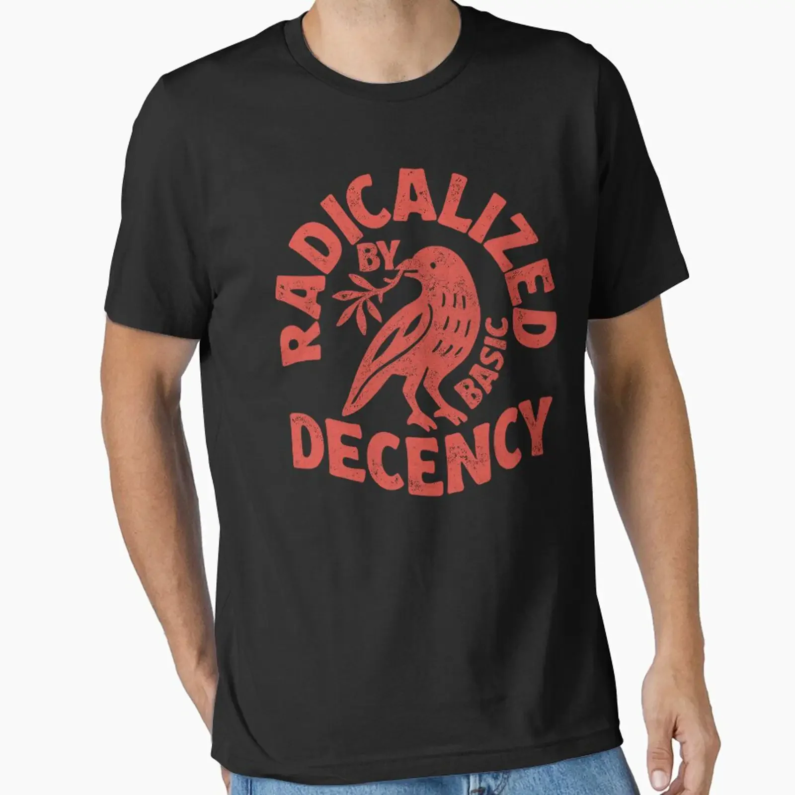 radicalized by basic decency Essential T Shirt vintage Washed Stylish designer clothes homme Versatile graphic Soft Slightly