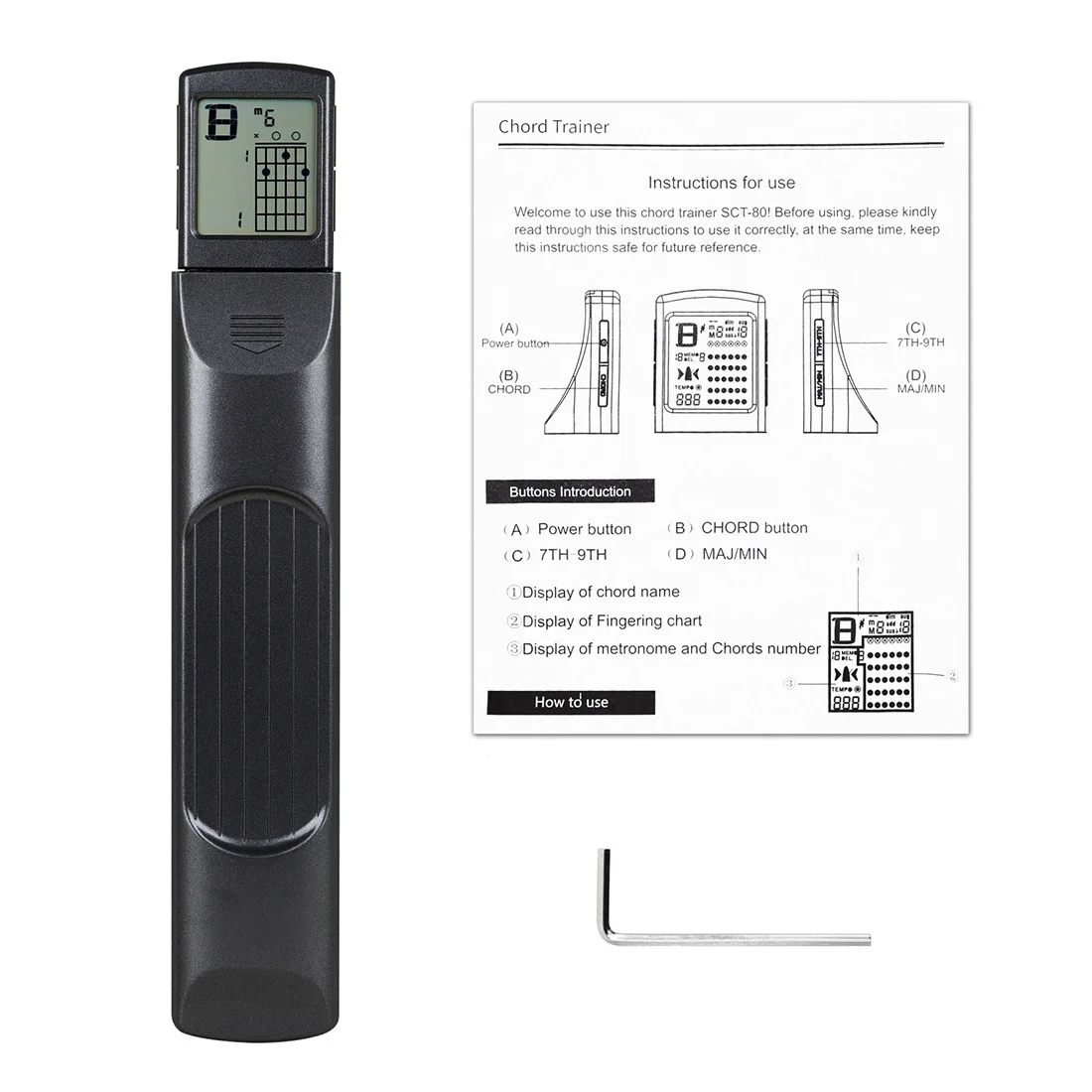 Pocket Guitar Chord Trainer Guitar Practice Tools Portable LCD Chord Learning Aid Tool For Guitar Accessories