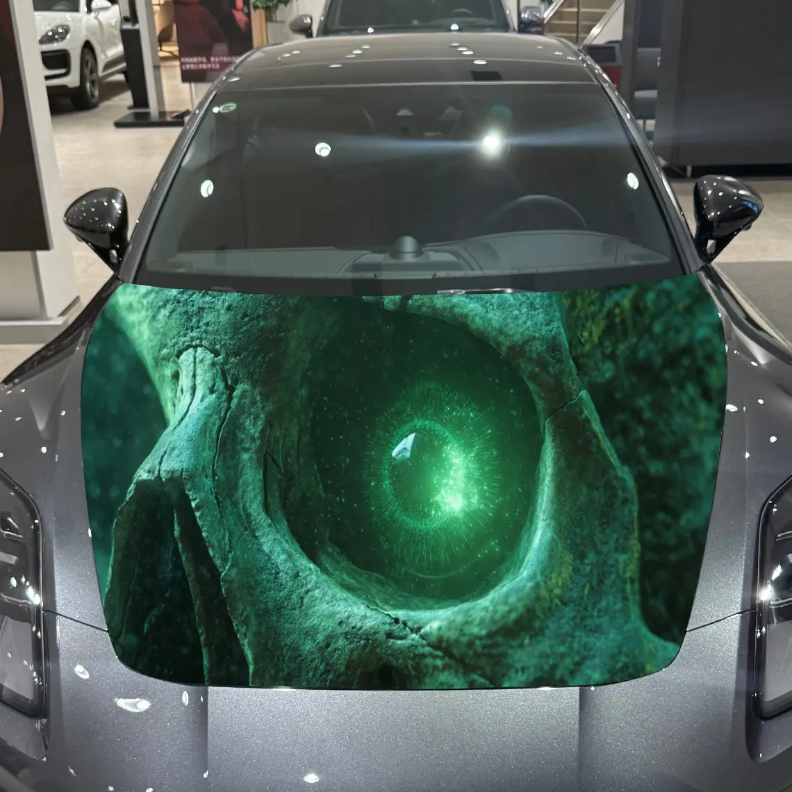 

Green-Eyed Skeleton Car Hood Vinyl Stickers Car Surface Protection Decal Car Decoration Cover Vinyl Wraps Waterproof Self-adhesi