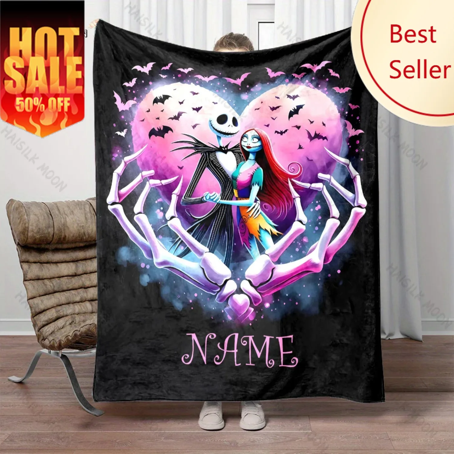 

Custom Name Personalized Blanket The Nightmare Before Christmas Print Adult Warm Blankets and Comfortable Blanket