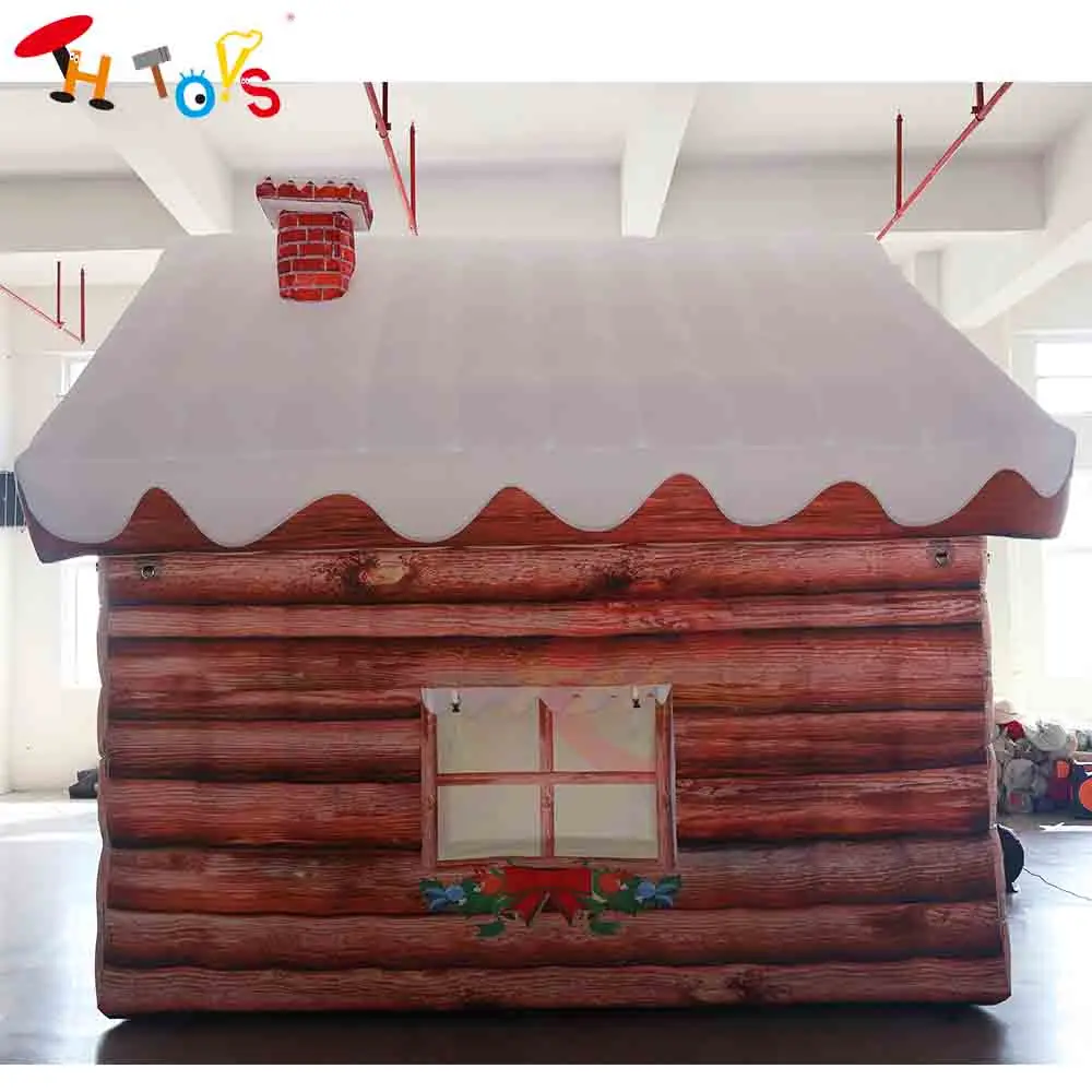 

Fast Shipping 5x4m Inflatable Christmas House Outdoor Blow Up Santa Grotto Log Cabin Tent with Blower