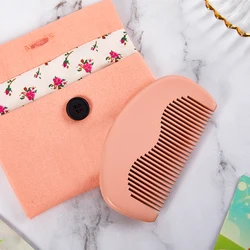 1PCS Peach Solid Wood Comb Natural Handmade Wood Hair Comb Engraved Healthy Massage Anti-Static Comb Massage Hair Care With Bag