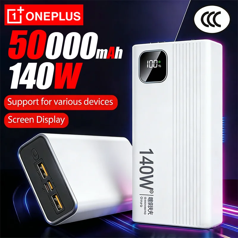 Oneplus 500000mAh 140W PowerBank Superschnelles Laden Tragbare Powerbank Externer Akku-Ladegerät LED-Anzeige für iPhone