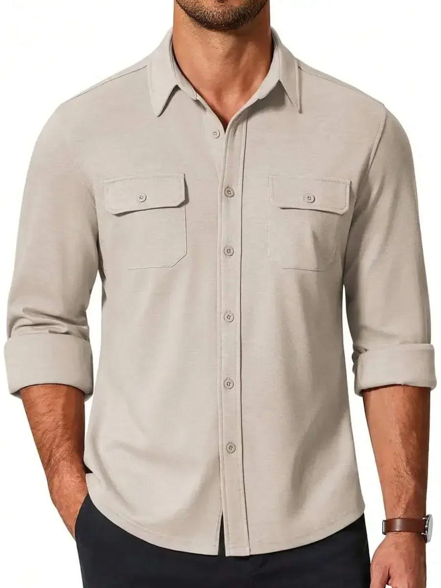 

Mens Long Sleeve Button Down Shirt Wrinkle Resistant Casual Formal Shirt With Pockets