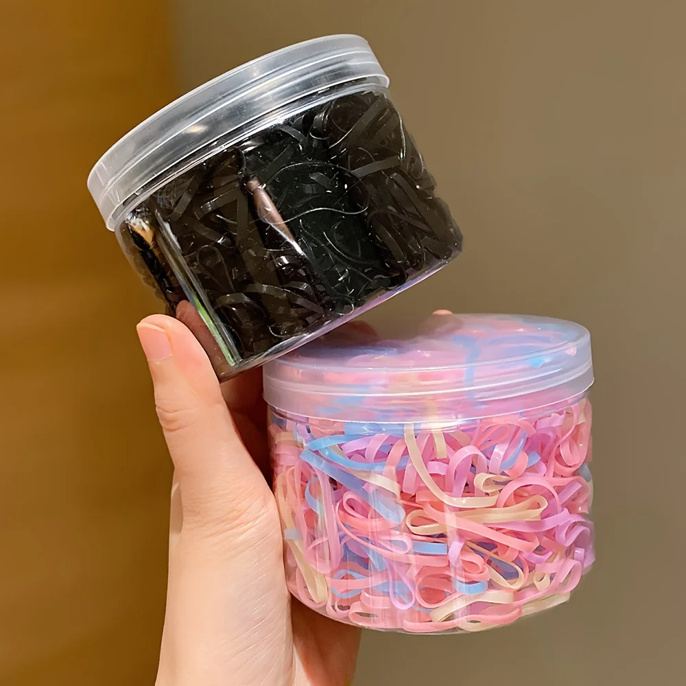 1000 شريط مطاطي صغير يمكن التخلص منه للفتيات الصغيرات لربط شعرهم بمرونة عالية وأربطة مطاطية متينة لربط الشعر