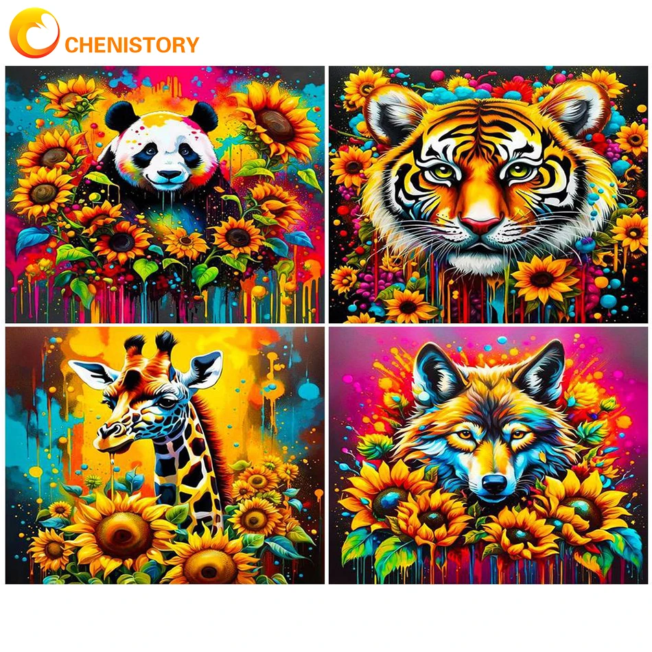 

CHENISTORY Oil Pictures By Numbers On Canvas Wall Art Handpainted Kits Drawing Painting By Number Animal DIY Gift For Atults Dec