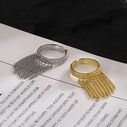 New Fashion Silver Gold Color Open Finger Ring Elegant Leaf Chain Tassel For Women Girl Jewelry Gift Dropship Wholesale