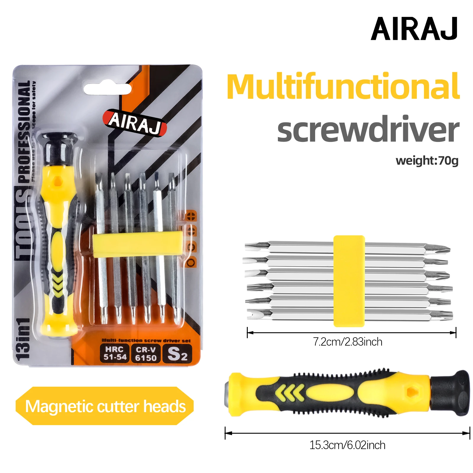 AIRAJ 13In1 Watch Repair Multifunctional Screwdriver Set For Disassembling And Assembling Watch Components Precision Blade Heads