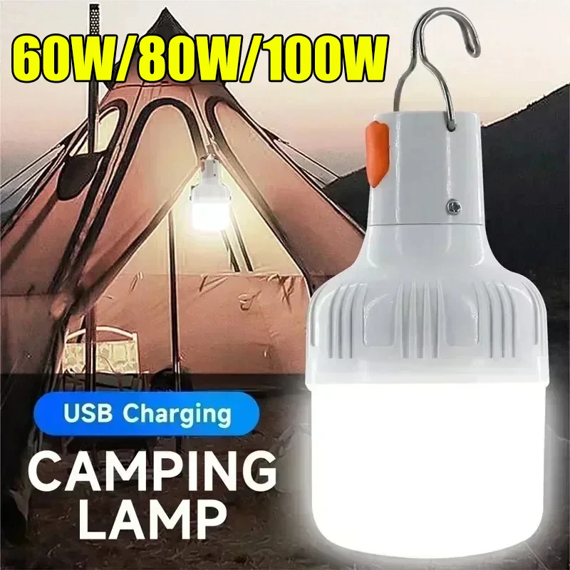 100W USB Rechargeable LED Bulbs Portable High Brightness Outdoor Camping Fishing Hanging Tent Lantern Emergency Night Lights