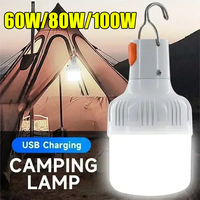 100W USB Rechargeable LED Bulbs Portable High Brightness Outdoor Camping Fishing Hanging Tent Lantern Emergency Night Lights
