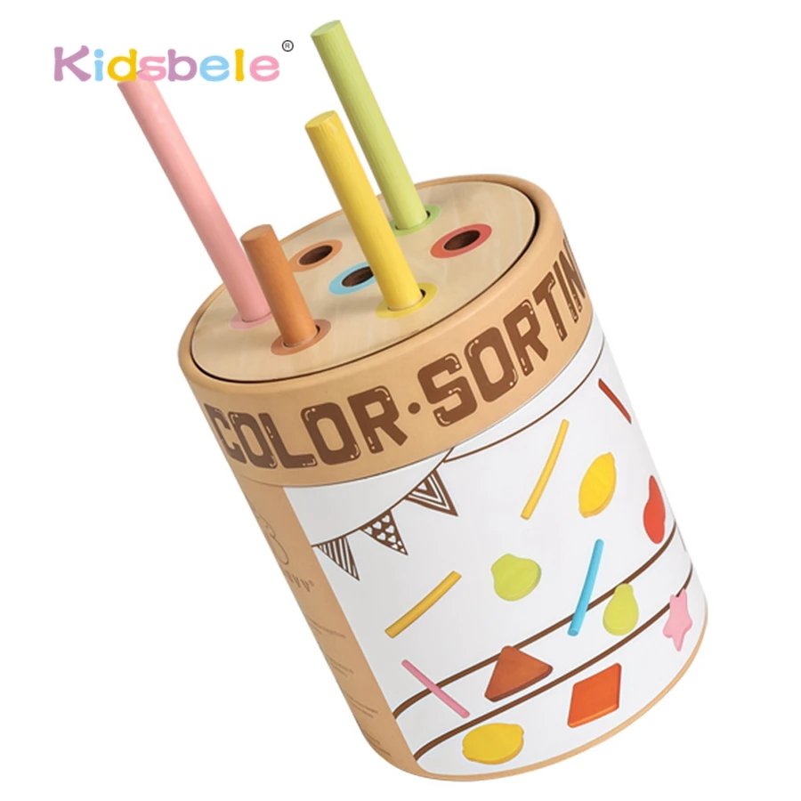 Jouet Montessori en bois pour tri des couleurs et formes assorties – Ensemble de chevilles d'entraînement de la motricité fine pour les tout-petits et les enfants d'âge préscolaire