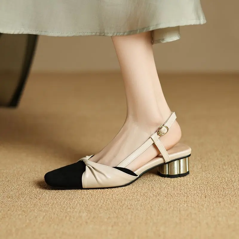 

ORCHA LISA Модные женские сандалии с квадратным носком, круглым каблуком, пряжкой сзади, ремешком, разноцветные, большой размер 42, 43, классический стиль для свиданий