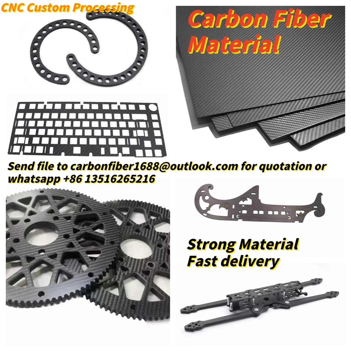 

Customized Carbon Fiber Sheet Plate Process CNC Cutting Carve Matte Glossy Twill Plain FPV Drone RC Boat Car Robot Part