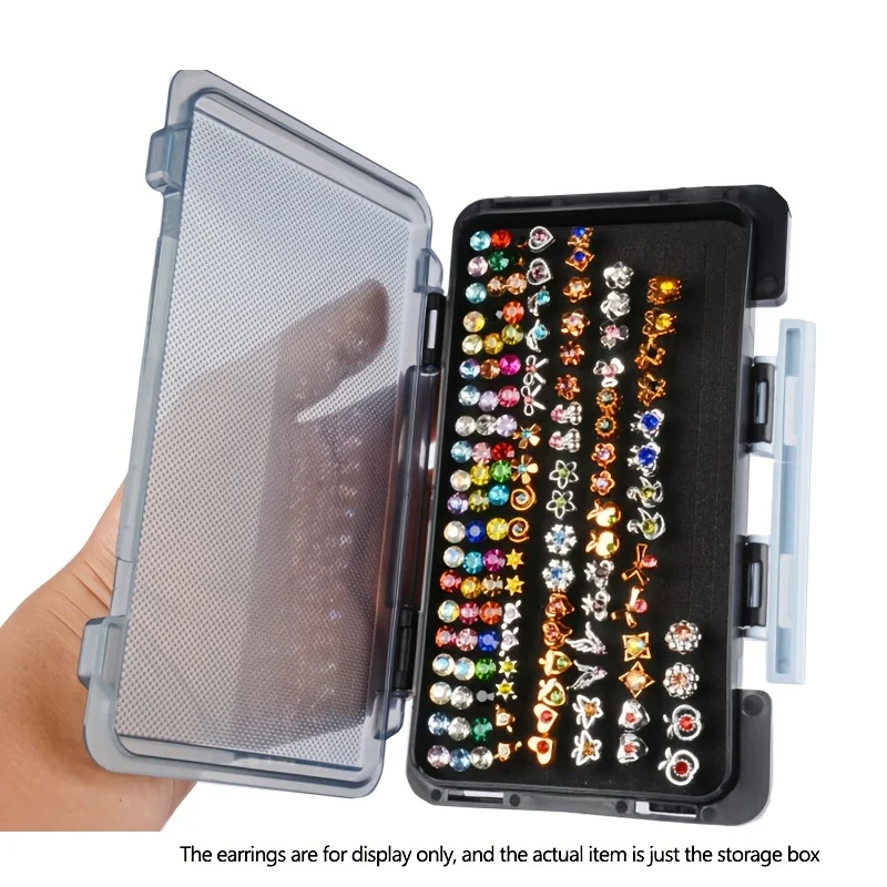 

Portable Earring Storage Box Small Jewelry Organizer with Sponge Holes Earrings Studs Display Case for Jewelry Storage