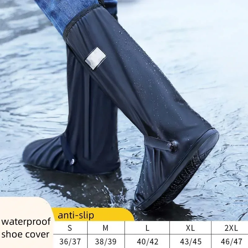 Rutschfester Regenschuhüberzug mit hohem Zylinder, wasserdichte, rutschfeste, regenbeständige Schuhe, verdickte, verschleißfeste Silikon-Regenstiefel