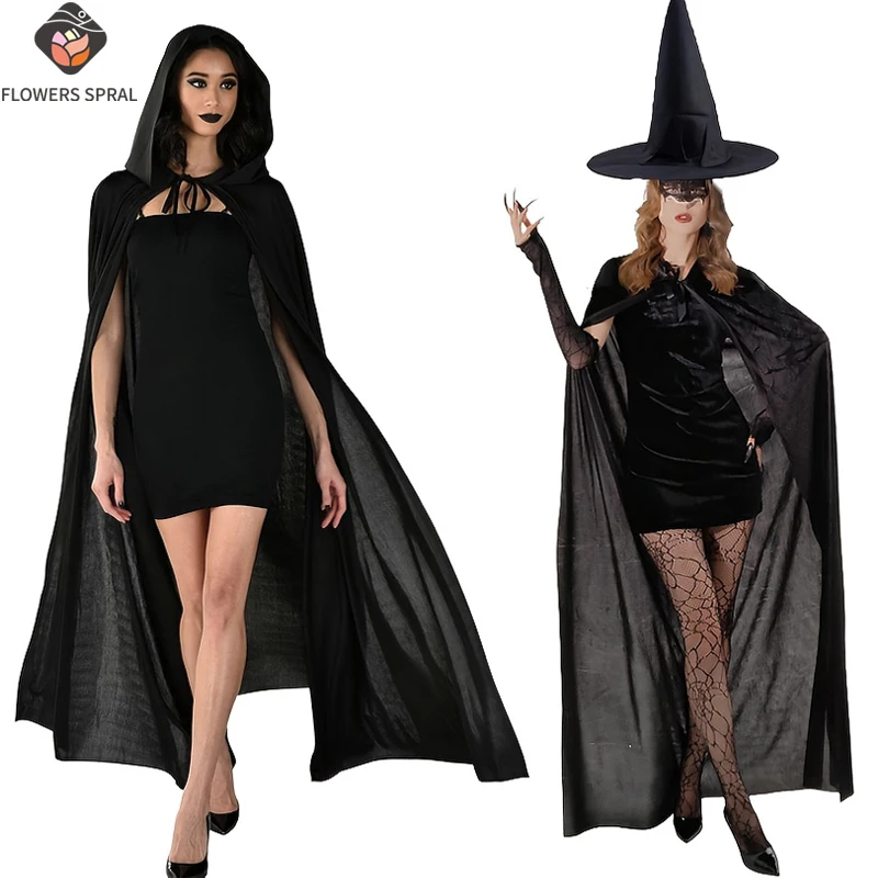 

1 Halloween Wicked Witch, Death Cloak With Hat, Classic Long Style, Role Playing Party Dress, Suitable For Both Men and Women