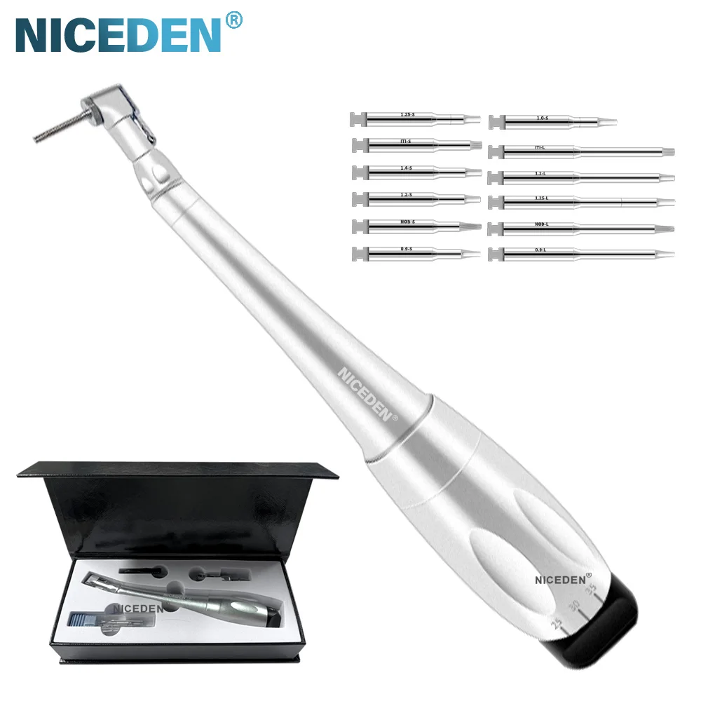 NICEDEN Dental Implant Universal Torque Wrench Handpiece with 16Pcs Screws Latch Head Handpiece Dental Implant Repair Tool