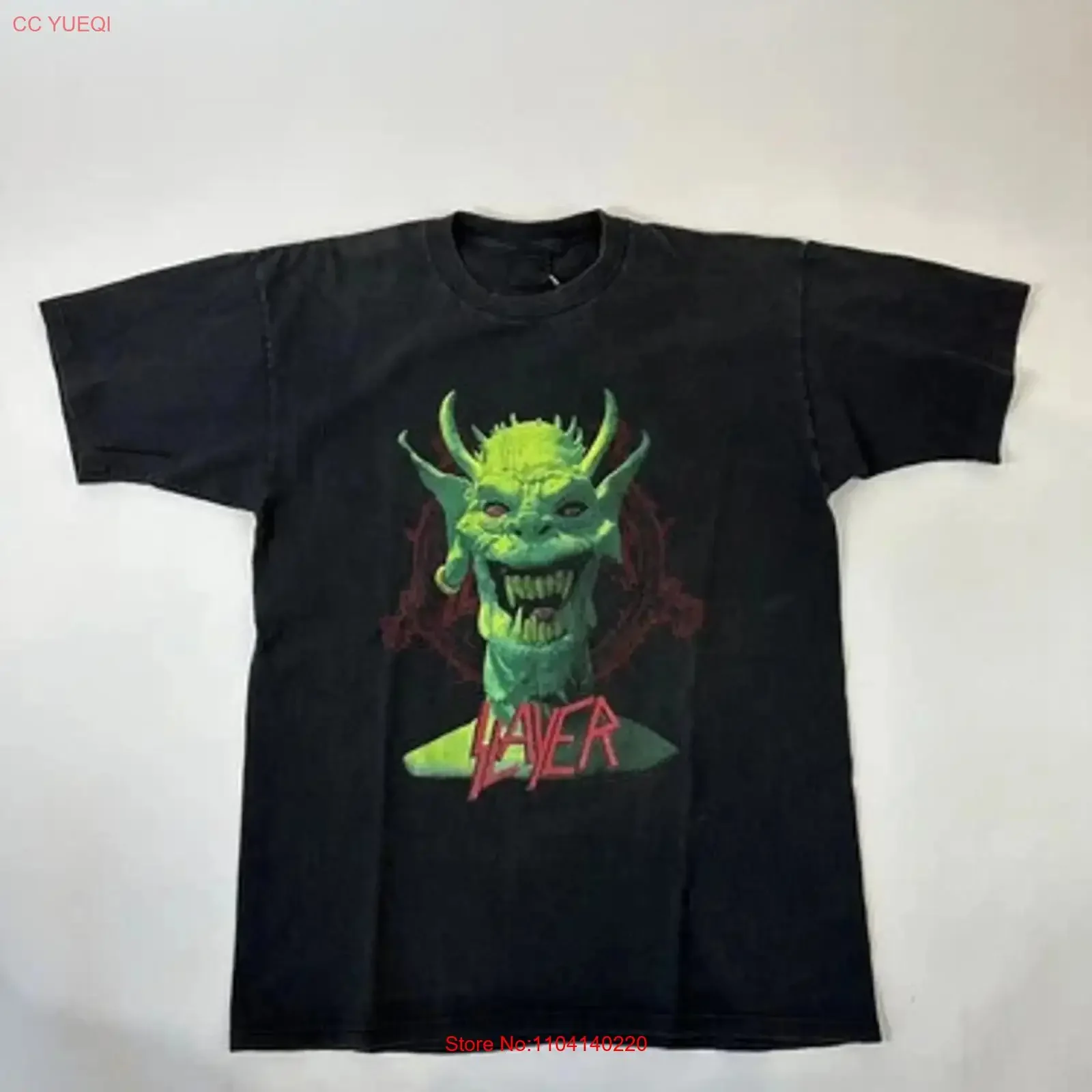 

Vintage 90S Slayer Root Of All Evil Band T Shirt Brockum Euro 1990 Metal Reprint vintage Washed fashion Casual graphic Unisex