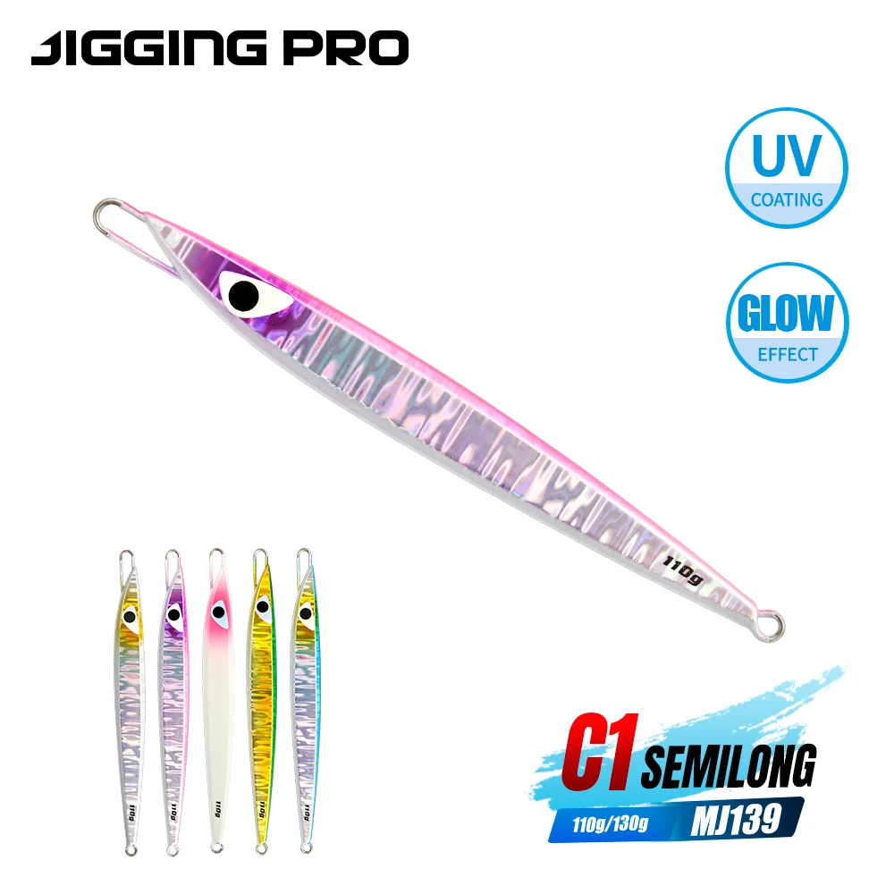 JIGGING PRO C1 Halblanger Metall-Jig 110g 130g Schnell Sinkender Köder Salzwasser Allround-Jigging Luer Amberjack Kingfish Angelköder