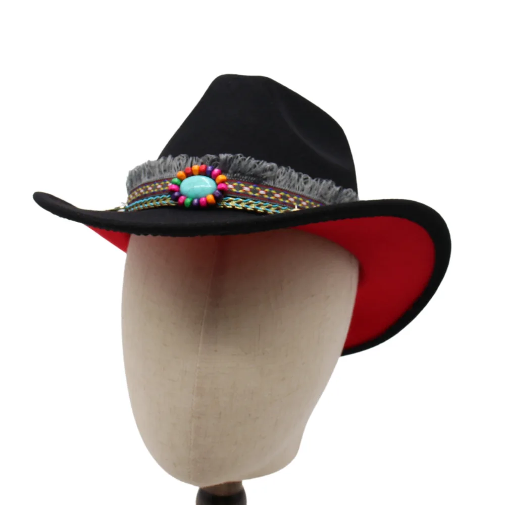 

European And American Black Hat Western Cowboy Hat Ethnic Style Jazz Hat Guozhuang Dance Felt Cap Woolen Hat Men And Women