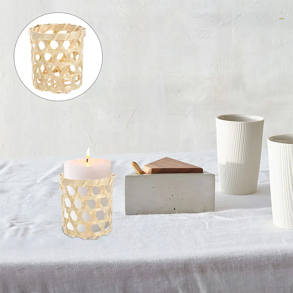 

6pcs Small Flower Basket Cup Centerpiece Holder DIY Craft Woven Table Decor Tealight Candlestick Vintage Basket