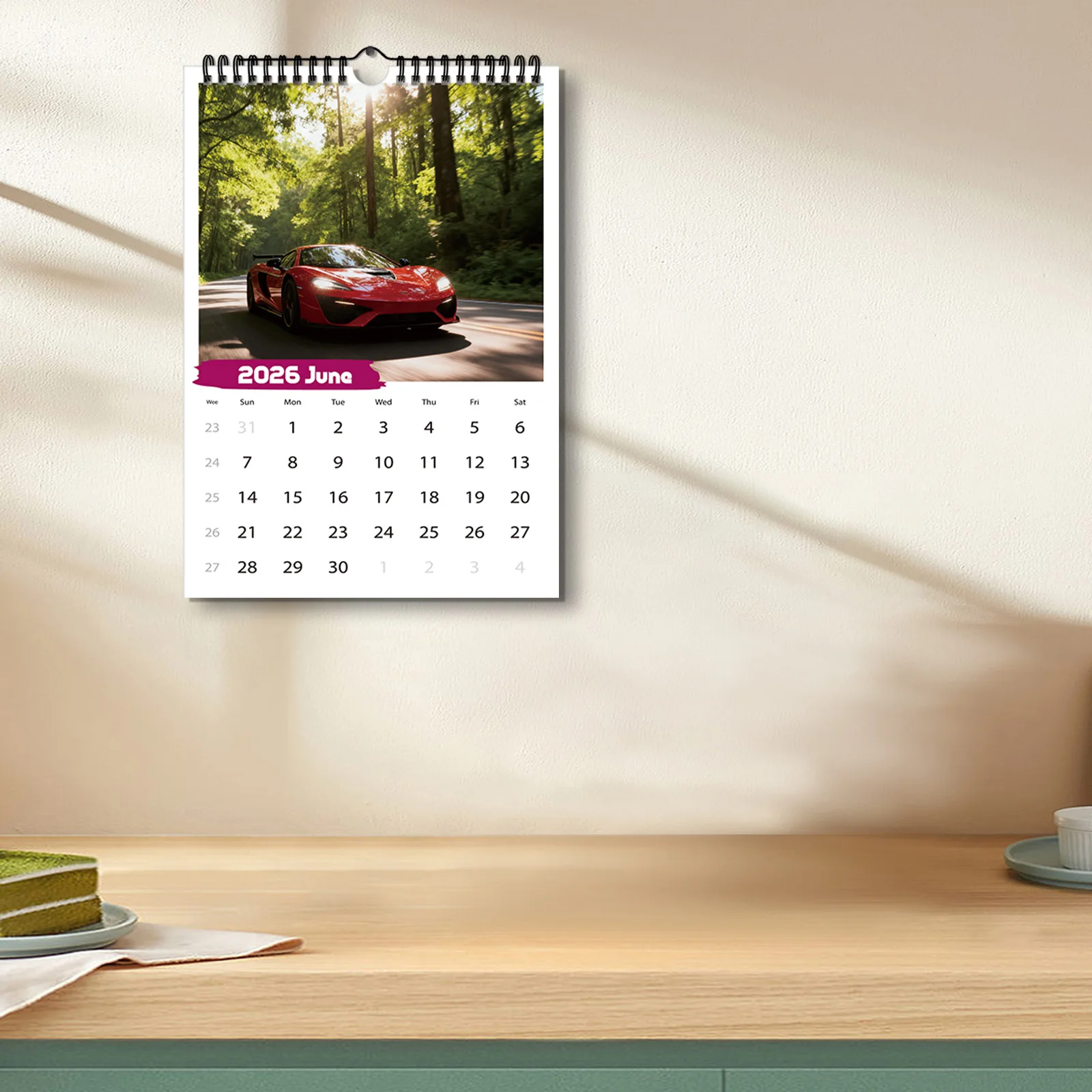 Calendario a tema auto sportiva 1PC 2026, per la visualizzazione delle date, la decorazione domestica, un regalo elegante per amici e familiari