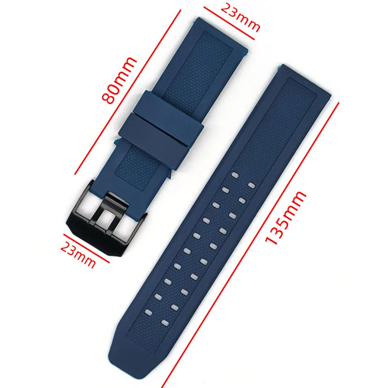 For Luminox Silicone Flat Mouth Bracelet Waterproof Soft Comfortable Watch Strap Stainless Steel Buckle Watchband 23mm