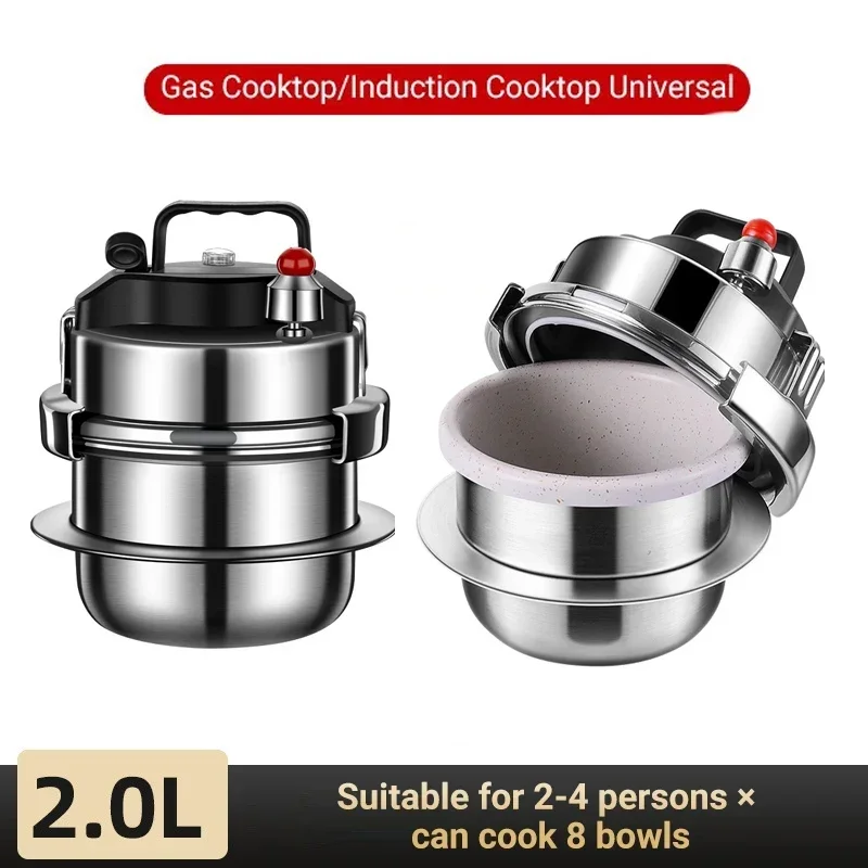 Outdoor Camping Pressure Cooker 304 Stainless Steel Universal Portable Micro Pressure Cooker 5-minute Quick Cooking Pot 1.6L/2L