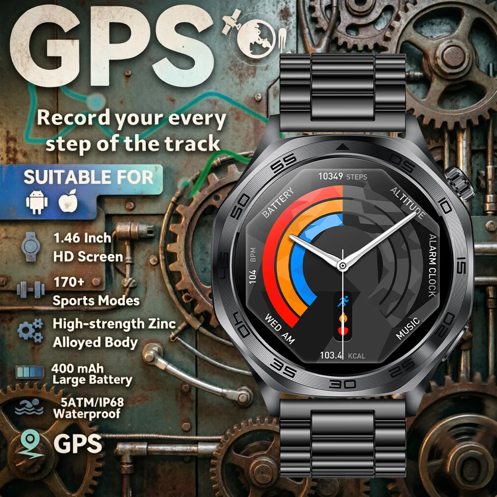 

2026 New Military GPS Smart Watch Waterproof HDscreen Sports Modes Tracker Heart Rate HD Bluetooth Call Sports Smartwatch Men