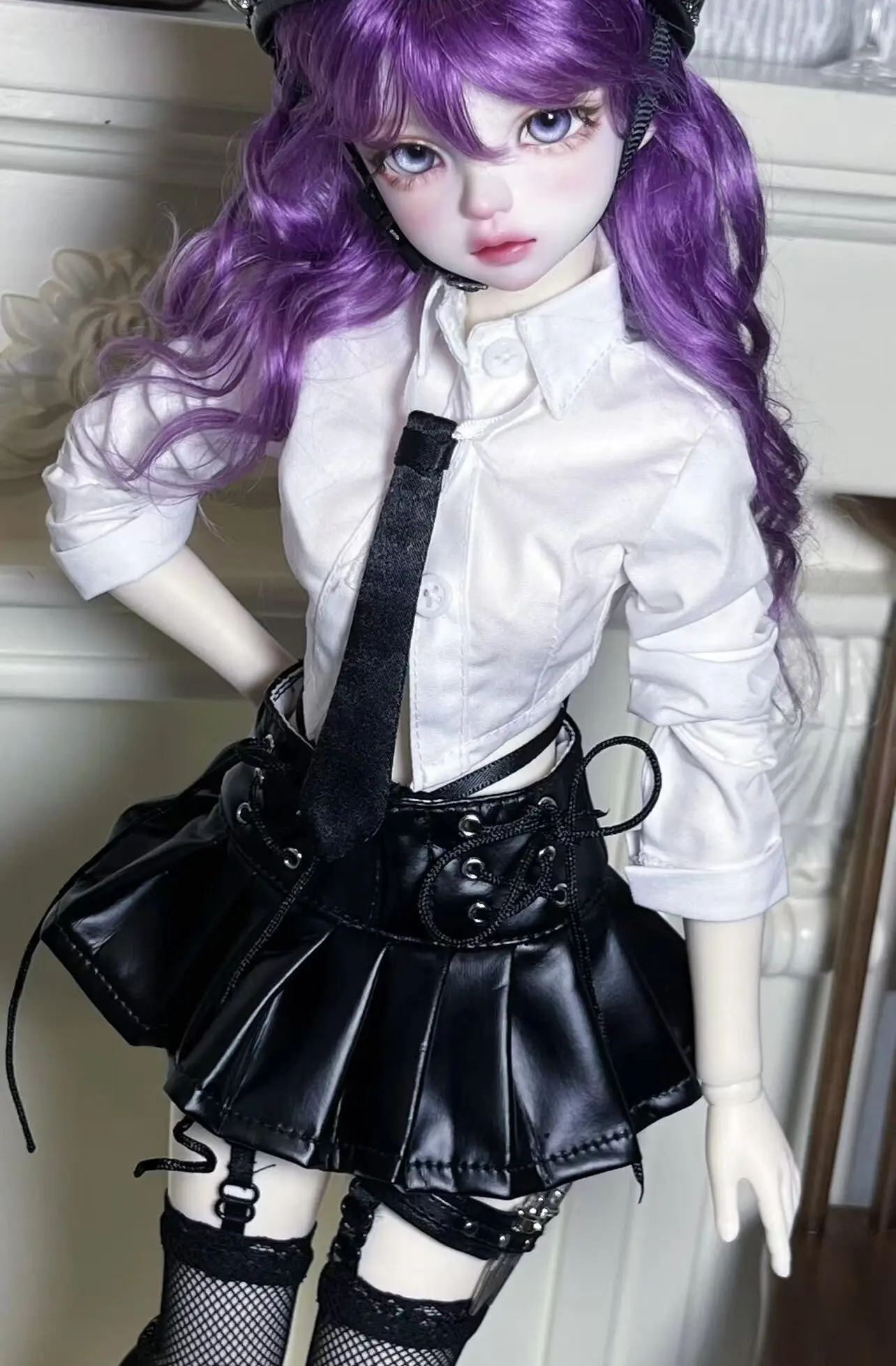 D06-P26 children handmade toy 1/3 1/4 doll BJD/DD doll's clothes spicy girl black leather strip short skirt 1pcs