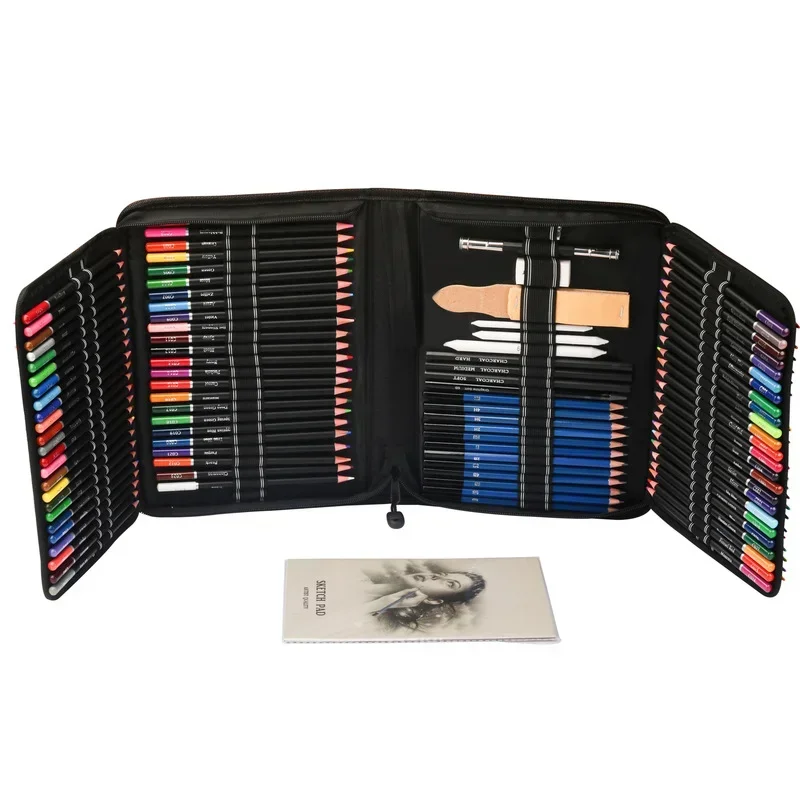 145Pcs Sketching Pencil Drawing Tool Set Oily Colored Pencils Professional Art Painting Supplies Beginner Sketching Brushes Set