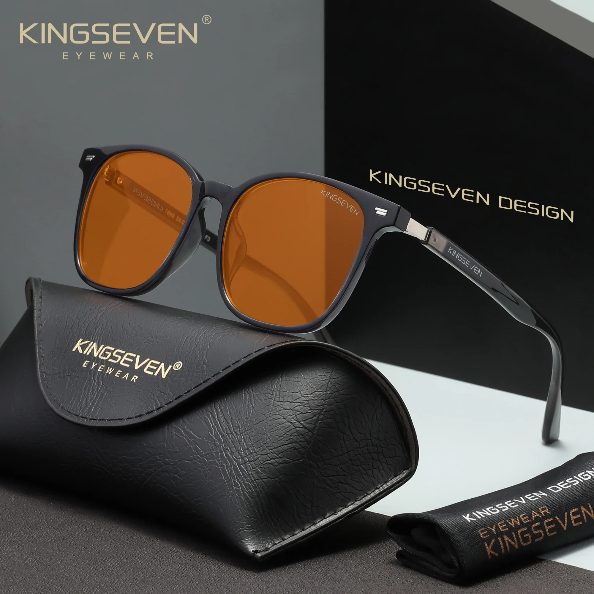 KINGSEVEN Klassische, stilvolle Anti-Blaulicht-Brille für Damen und Herren, Computer-Schutz, transparente Gläser, ideal für Studenten.