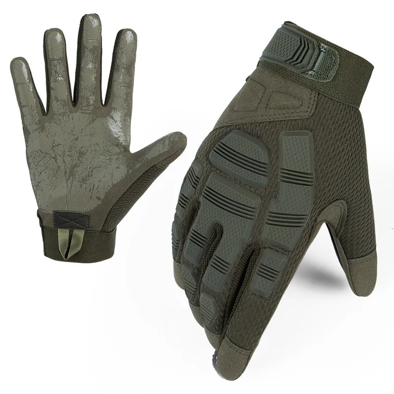 Long-finger protective rubber sports gloves for outdoor mountaineering, anti-slip motorcycle riding gloves, tactical